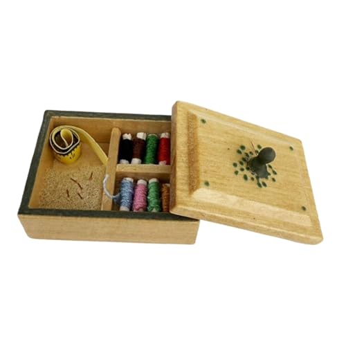 Harilla 1/12 Skala -Nähwerkzeugkit Miniaturmodell Lebensszene handgefertigtes Mini -Modell Simulation Zubehör Spielzeug für Wohnzimmer Schlafzimmer, Braun von Harilla