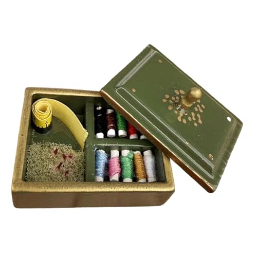 Harilla 1/12 Skala -Nähwerkzeugkit Miniaturmodell Lebensszene handgefertigtes Mini -Modell Simulation Zubehör Spielzeug für Wohnzimmer Schlafzimmer, GrÜn von Harilla