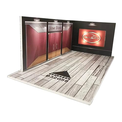 Harilla 1/24 Garage Druckguss Vitrine Szene Layout Szene Dekoration Parkplatz Fahrzeug Garage Schaufenster Layout DIY LED Beleuchtung, Rot von Harilla