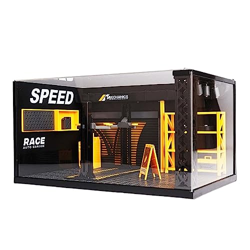Harilla 1/24 Simulation Garage Vitrine Display Landschaft Modell mit Licht Auto Werkstatt Szene Modell für Landschaft Mikro Landschaft Diorama Ornament, Mit Brett Stil a Harilla 1/24 Simulation Garage Vitrine Display Landschaft Modell mit Licht Auto Werkstatt Szene Modell für Landschaft Mikro Landschaft Diorama Ornament, Mit Brett Stil a von Harilla