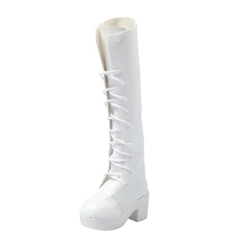 Harilla 1/3 Puppenschuhe mit Kugelgelenk, Schuhe aus PU-, Anziehschuhe, Lange BJD-Stiefel, Schuhe mit hohen Absätzen für 60-cm-Puppen, Weiß von Harilla