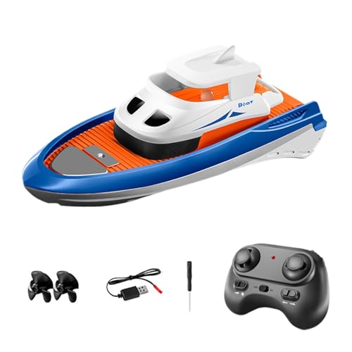 Harilla 1/32 Mini-RC-Boot, ferngesteuertes Boot, Geschwindigkeitseinstellung, Mini, 2,4 GHz, Spiel-Wasserspielzeug, Badewannen-Spielzeugboote für Jungen, Blau von Harilla