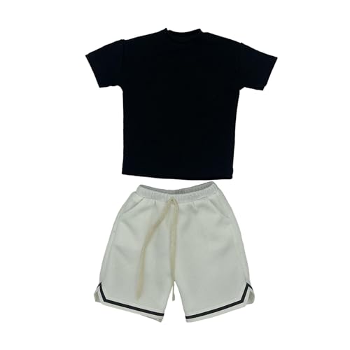 Harilla 1/6 männliche Figur Puppenkleidung handgemachte Sport-Shorts und T-Shirt Set stilvolles Kostüm für 12-Zoll-männliche Puppen Figur, Schwarzes Hemd-Set von Harilla