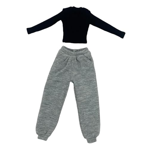 Harilla 1/6 weibliche Puppenkleidung handgefertigtes Freizeit -Outfit -Kostüm Actionfiguren Kleidung für 12 '' Zoll Puppenfiguren Kleidung Accessoires, Grau Und Schwarz von Harilla