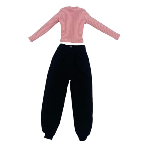 Harilla 1/6 weibliche Puppenkleidung handgefertigtes Freizeit -Outfit -Kostüm Actionfiguren Kleidung für 12 '' Zoll Puppenfiguren Kleidung Accessoires, Rosa Und Schwarz von Harilla