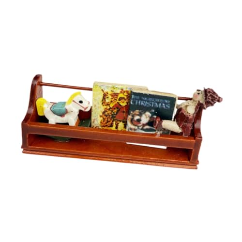 Harilla 1:12 Dollhouse Bücherregal Mini Display Regal DIY Dull Accessoires Dekorationsbuch Regal Holzlagerregal für Gartenschlafzimmer von Harilla