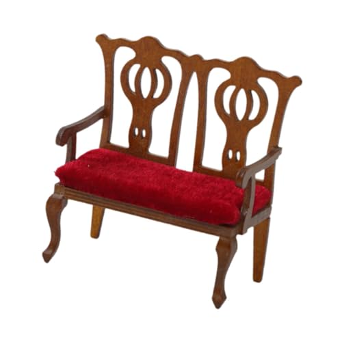 Harilla 1:12 Puppenhaus -Stuhlpuppenzubehör Simulation Simulation Tat Play Toy Furniture Model für Mädchen Jungen Kleinkinder 3+ Kinder Geschenk, Doppelstuhl von Harilla