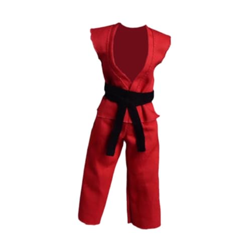Harilla 1:12 Skala -Aktion -Zahlen Samurai Kimono Outfits Accessoires Soft Modell Kostümpuppe Kleidung 6 "Figurenbekämpfung Judo Uniform, Rot von Harilla