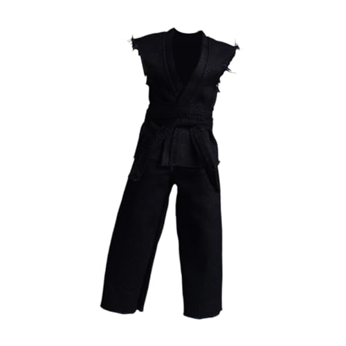 Harilla 1:12 Skala -Aktion -Zahlen Samurai Kimono Outfits Accessoires Soft Modell Kostümpuppe Kleidung 6 "Figurenbekämpfung Judo Uniform, Schwarz von Harilla