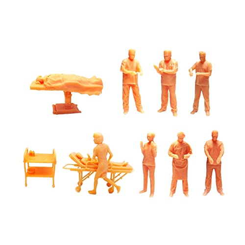 Harilla 10 Stück Mini Doktor Miniaturen 1/87 Harz Sandtisch Dekoration Landschaft Landschaftslayout Notbett Patient Kleine Statue Weiße Puppe von Harilla