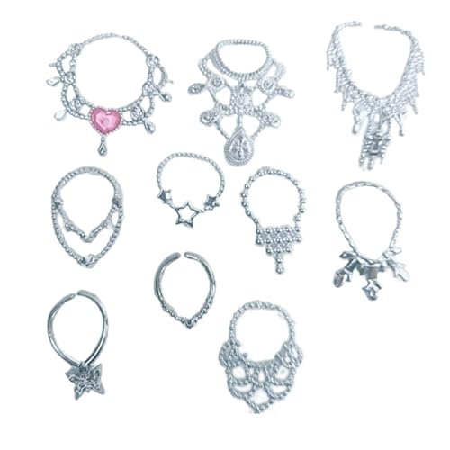Harilla 10 Stücke Puppe Schmuck Halskette Mini Puppe Halskette Spielen Set Nette Party Favors Mode Puppe Dekoration Kette Zubehör von Harilla