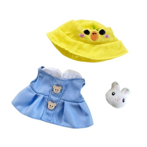 Harilla 15 cm Plüschpuppenkleidung Gefüllte Puppe Ärmelloses Kleid Set Kostüme Pädagogische Fantasie Machen Sie Ihre Eigenen Puppen für Kinder, Kleidernadel und Hut von Harilla