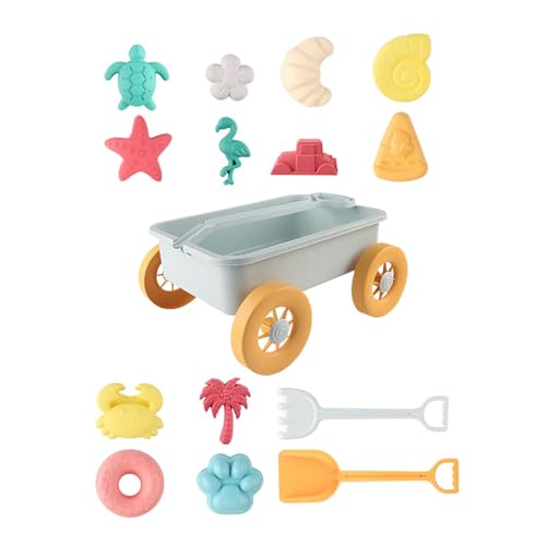 Harilla 15-teiliges Strandspielzeug-Sandset, Reisespielzeug, enthält Sandmodelle, Blütenblätter, Handwagen, Donut, Schildkröte, Palme, Strandspielzeug für von Harilla