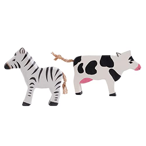 Harilla 2 Stück Holz Tierspielzeug Figuren - Interaktives Rollenspiel für Kinder, Zebra-Kühe von Harilla