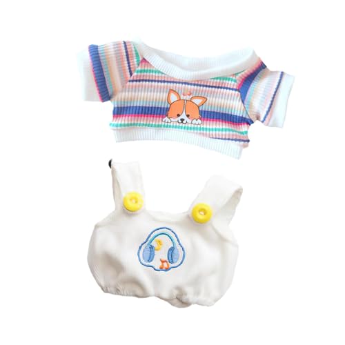 Harilla 2 Stück Puppen-Hosenträgerhosen und T-Shirt, handgefertigte Kleidungsaccessoires für 20-cm-Puppen, Thanksgiving-Geschenke von Harilla