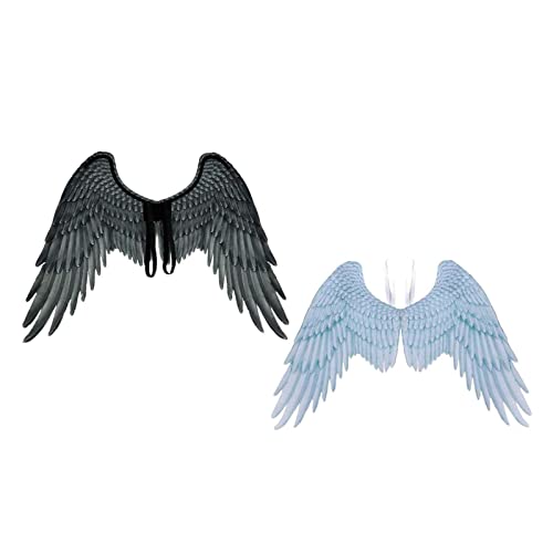 Harilla 2 Stück himmlische Flügel Kostüm für Feste und Feiern, Schwarz und weiß von Harilla