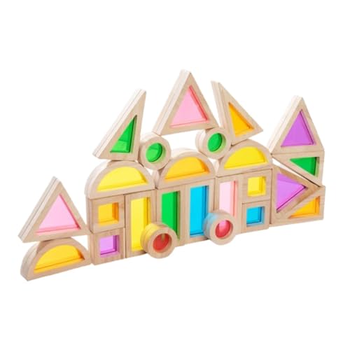 Harilla 24 Stücke Bausteine ​​ Sensorische Spielzeugausbildung visuelle Wahrnehmung Holz Regenbogenblöcke Geschenke für Kinder Vorschule von Harilla