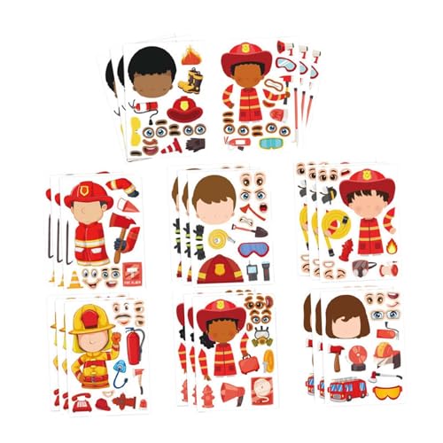 Harilla 24 x Feuerwehraufkleber, Feuerwehrmann-Aufkleber, Geburtstagsgeschenk, DIY-Bastel-Klassenzimmer-Belohnungs-Partygeschenk für von Harilla