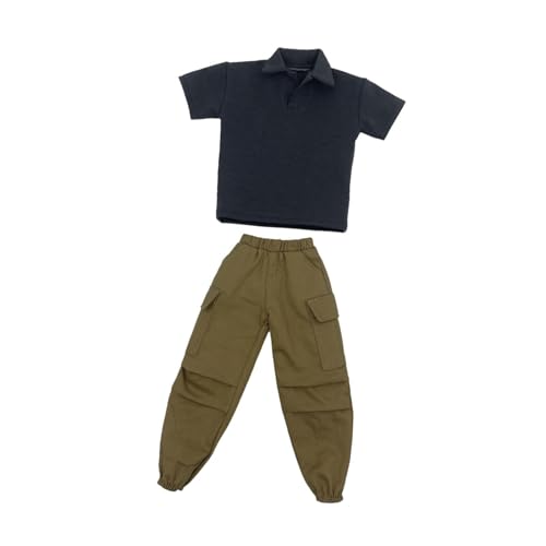 Harilla 2X Kurzarm-T-Shirt und Hose im Maßstab 1:6, handgefertigte Puppenkleidung für 12-Zoll-Figuren-Anziehzubehör, Dunkelgrau Harilla 2X Kurzarm-T-Shirt und Hose im Maßstab 1:6, handgefertigte Puppenkleidung für 12-Zoll-Figuren-Anziehzubehör, Dunkelgrau von Harilla
