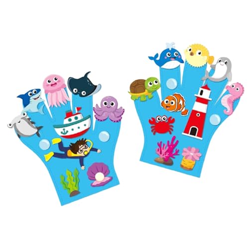 Harilla 2pcs Filz Geschichten Fingerpuppen frühes Lernen Bildungsunterricht AIDS DIY Storytelling Hand Puppet für Familienversammlung, Ozeanthema von Harilla
