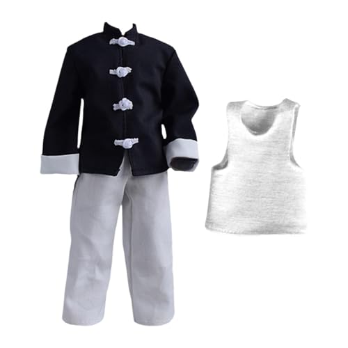 Harilla 3 Stücke 1/12 Skala -Figurenmantel und Hosenweste Kostüm handgefertigtes Puppenkleidung fürfür 6in Puppenmodell Männliche Actionfiguren Accessoire, Schwarzes Weißes Set von Harilla