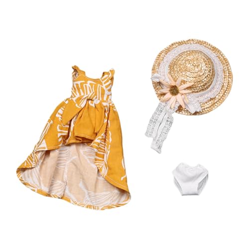 Harilla 3pcs Mode 1/6 Kleid und Hut -Unterhose, Miniaturbekleidungskleidungsstück, handgefertigte Puppenkleidung für 12 weibliche Figuren Accessoire von Harilla