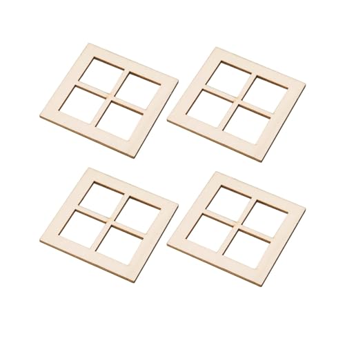 Harilla 4 Stück Puppenhaus-Holzfenster, Miniatur-Fensterrahmen, 1:12, Mini-Fenster, winzige Holzfenstermodelle, Fensterornamente Harilla 4 Stück Puppenhaus-Holzfenster, Miniatur-Fensterrahmen, 1:12, Mini-Fenster, winzige Holzfenstermodelle, Fensterornamente von Harilla