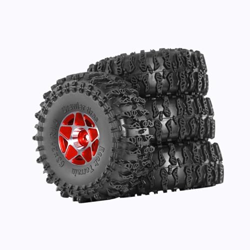 Harilla 4X 1/18 1/24 RC Reifen, Radreifen Set, Verschleißfestigkeit, Reifen Ersetzen Teile für SCX24 Fcx24 RC Hobby Car, Rot von Harilla