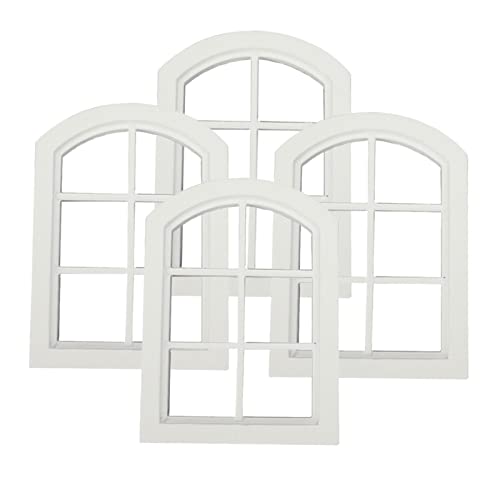 Harilla 4X Puppenhausfenster /12 Puppenhausmöbel Und Exquisite Weiße Fenster Im Europäischen Stil für 1:12 Puppenhaus von Harilla