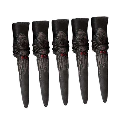 Harilla 5 x Hexenfinger, Hexennägel, gruselige Cosplay-Partygeschenke, Monster-Fingerspitzen, Nagelkrallen für Bar-Ankleide-Bühnenshow, Schwarz von Harilla きん