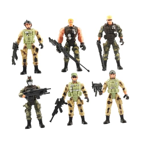 Harilla 6-teiliges Set mit männlichen Actionfiguren, Actionfiguren-Spielzeug, Marines-Spielzeug, spezielles Polizeiteam-Spielzeug für Mottopartys, von Harilla