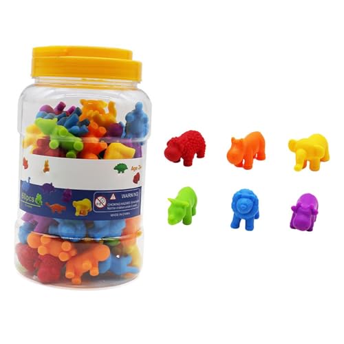 Harilla 60x Zählspielzeug für Tiere, Regenbogen-Zähltiere, Mathe-Lernspielzeug, Montessori-Farbsortierspielzeug für Feinmotorik, sensorische Fähigkeiten, Löwe von Harilla