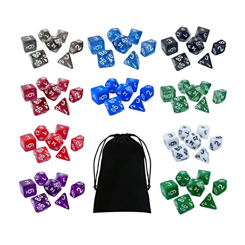 Harilla 70-teiliges Polyeder-Würfel-Set aus Acryl, Spielzeug, Brettspiel-Requisiten mit Aufbewahrungstasche, Tischspiel-Würfel, Würfel-Sets, Polyeder-Würfel von Harilla