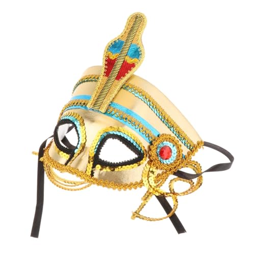 Harilla Ägyptisches Kostüm Pharao Kopfschmuck Rave Club Partyzubehör Rollenspiel Ägyptisches Kostümzubehör Ägyptisches Stirnband Pharao Hut, Maske 23x22cm von Harilla