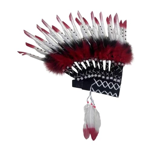 Harilla American Chief Indian Native Hat Hair Band Feather Kopfschmuck für das Partyfestival, Kunstpelz von Harilla