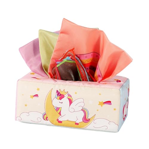 Harilla Baby-Taschentuchbox, sensorische Entwicklung, Vorschul-Lernspielzeug, mit 10 bunten Schals, als Geschenk für Jungen und Mädchen im Alter von 1–2 von Harilla