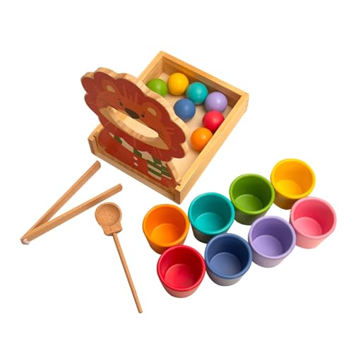 Harilla Bälle in Bechern, Regenbogen-Farbsortierspielzeug, Geschenke, Vorschul-Lernaktivitäten, Holzballspielzeug, pädagogisch wertvoll für Babys und Kinder von Harilla