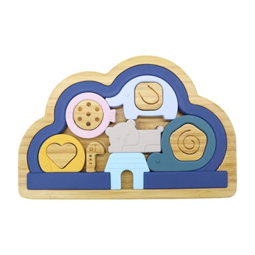 Harilla -Bildungsbausteine ​​Tierpuzzle Stapel Spielzeugstamm Playset Fine Motor Skills Puzzle Block für 3 4 5 Jahre, Blau von Harilla
