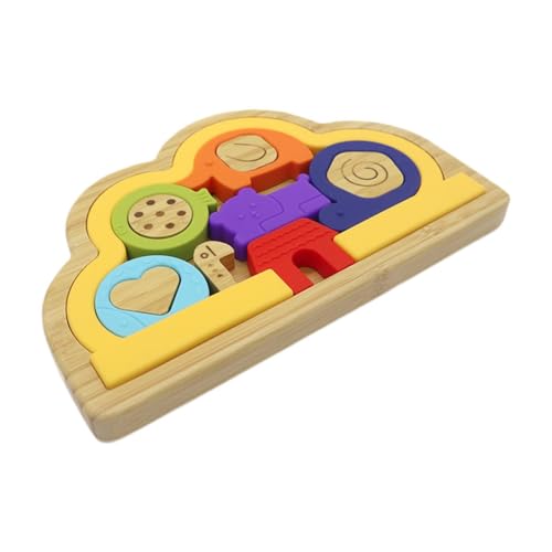 Harilla -Bildungsbausteine ​​Tierpuzzle Stapel Spielzeugstamm Playset Fine Motor Skills Puzzle Block für 3 4 5 Jahre, Gelb von Harilla