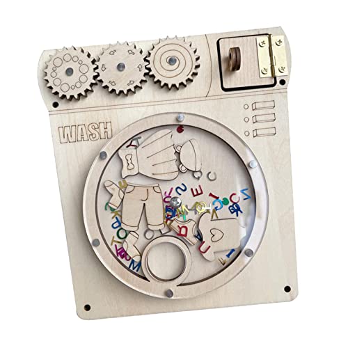 Harilla Busy Board DIY Zubehör Unlackiert Grundfertigkeiten Early Education Activity für Flugzeugreisen Spielzeug Vorschulkinder, Waschmaschine von Harilla