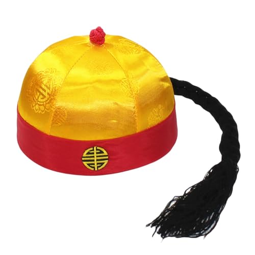 Harilla Chinesischer orientalischer Hut, Party-Cosplay-Kappe, lustiger Rollenspiel-Hut des chinesischen Kaisers mit Pferdeschwanz für Theater, Tanz, Karneval, 59 bis 60 cm von Harilla