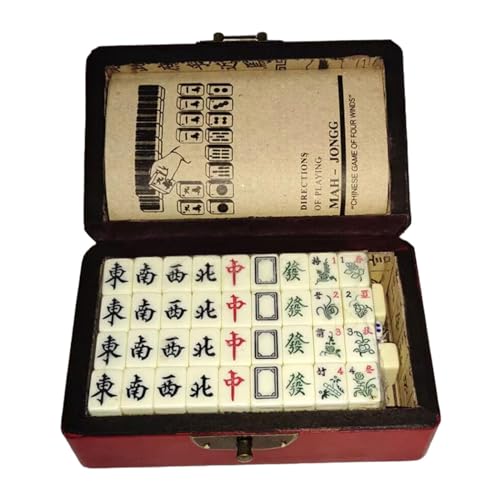 Harilla Chinesisches Mahjong-Spielset, Mahjong-Spiel, Geschenke für Erwachsene, tragbares Mahjong-Spiel, Reise-Mini-Mahjong-Brettspiel für Reisen, 16.8 cm x von Harilla
