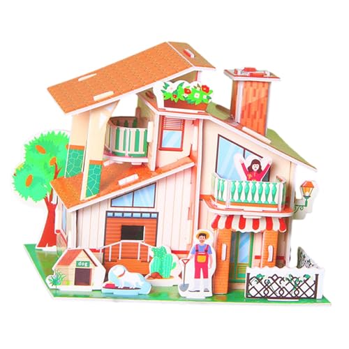 Harilla DIY 3D-Puzzle-Gebäudemodell, Partygeschenk, Rätsel, Bastelhäuser, Hüttengebäude für die Dekoration, Jungen und Mädchen, C von Harilla