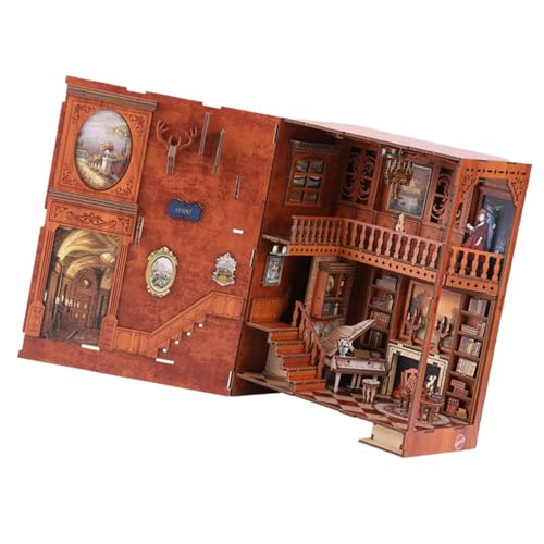 Harilla DIY Miniatur-Puppenhaus-Buchstützen-Sets, Schreibtisch-Dekoration, Hobbys, Geschenk, 3D-Holzpuzzle, Bücherregal-Einsatz, Bücherregal für Erwachsene von Harilla