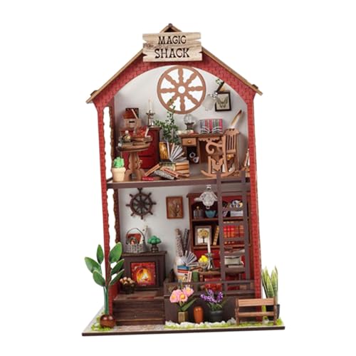 Harilla DIY-Miniatur-Puppenhaus-Sets, Bücherregal-Bücherregal-Einsatz, Diorama-Dekor, hölzernes Bücherständer-Puzzle für Kinder und Erwachsene von Harilla