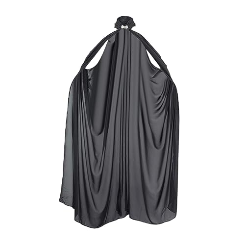 Harilla Damen-Umhang aus Chiffon mit Halsausschnitt ohne Kapuze, 142 cm lang, vielseitig, hautfreundlich, langlebig, Halloween-Umhang, Handwäsche für, Schwarz Harilla Damen-Umhang aus Chiffon mit Halsausschnitt ohne Kapuze, 142 cm lang, vielseitig, hautfreundlich, langlebig, Halloween-Umhang, Handwäsche für, Schwarz von Harilla