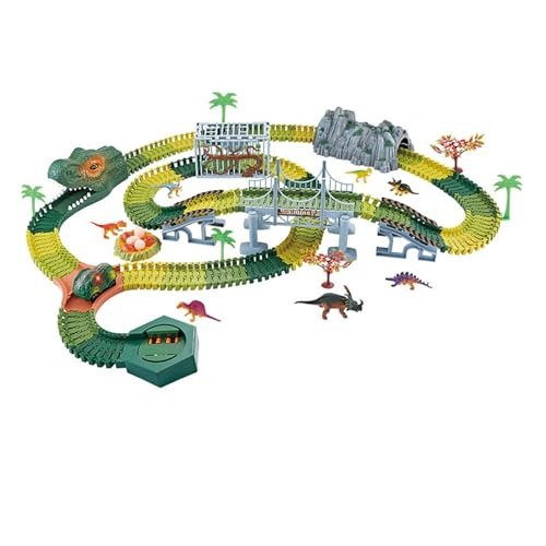 Harilla Dinosaurier-Rennwagen-Spielzeug, Flexible Eisenbahnschienen, Spielfahrzeuge, Spielzeug-Set für Kleinkinder, Geburtstagsgeschenk, 240 Dinosaurierspur von Harilla