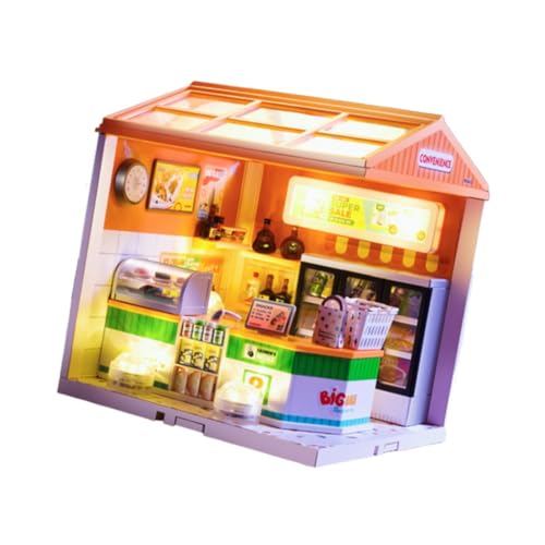 Harilla Dolls Craft Kits Mini House Machen Kits Dekoration Tiny House Diorama mit LED für Teenager Erwachsene Freunde Kinder Jungen Jungen Mädchen, Convenience Store von Harilla