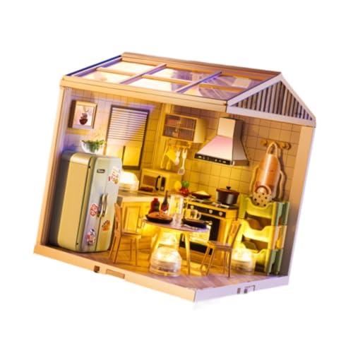 Harilla Dolls Craft Kits Mini House Machen Kits Dekoration Tiny House Diorama mit LED für Teenager Erwachsene Freunde Kinder Jungen Jungen Mädchen, Mini -küche von Harilla