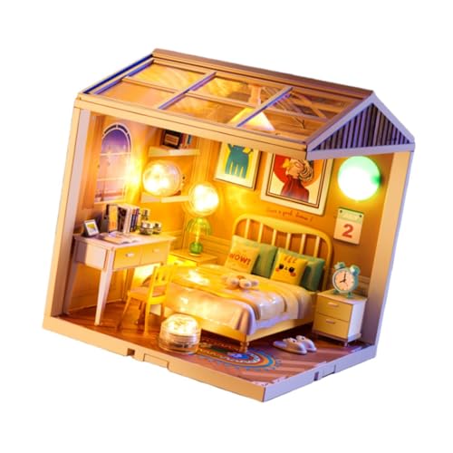 Harilla Dolls Craft Kits Mini House Machen Kits Dekoration Tiny House Diorama mit LED für Teenager Erwachsene Freunde Kinder Jungen Jungen Mädchen, Schlafzimmer von Harilla